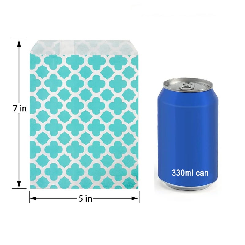 KEYYOOMY 100 Pcs Teal Blue Candy Buffet Bags - Small Polka Dot Paper Treat Bags for Wedding & Birthday Party (5 x 7 inch) - Image 2